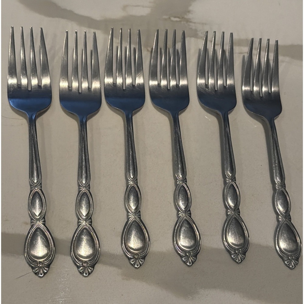 Vintage Alco Stainless Salad Fork China Set Of 6 Flatware